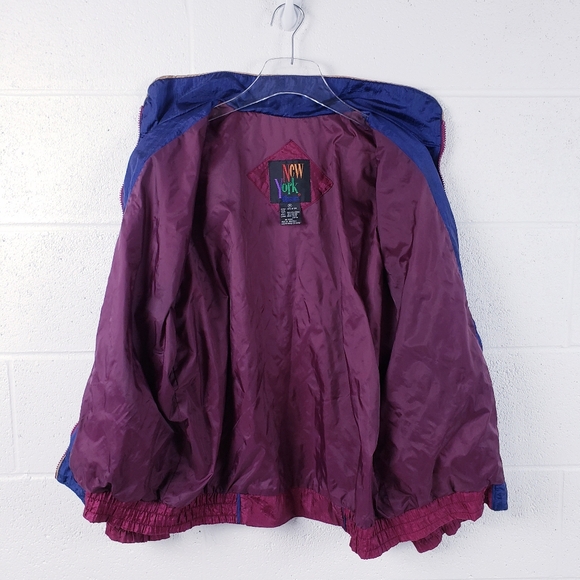 Vintage 80s Boho‎ Track Suit Swishy Purple Floral Geometric Pattern Medium - Picture 4 of 14